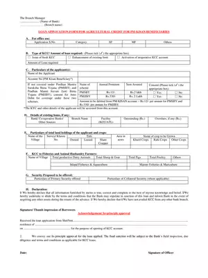 SBI Kisan Credit Card Application Form PDF