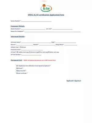 AP Meeseva Caste Certificate Application Form