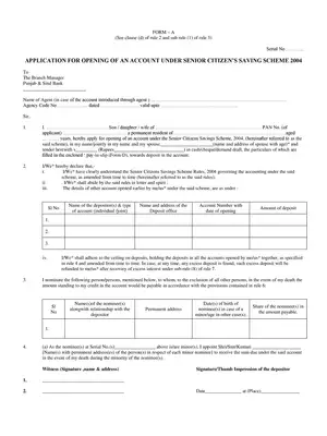 PSB Senior Citizen’s Saving Scheme Form PDF