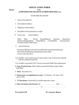 Goa Sound Permission Application Form