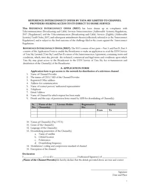Tata Sky RIO Application Form