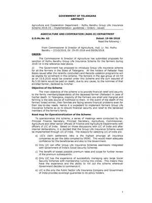 Telangana Rythu Bhima Scheme Guidelines/Application Form