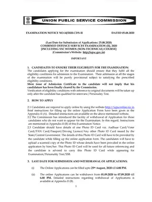 UPSC CDS-II Recruitment Notification 2020