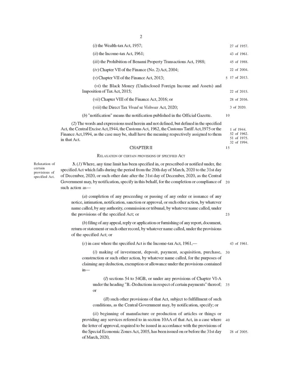 2nd Page of The Taxation and Other Laws Bill 2020 PDF