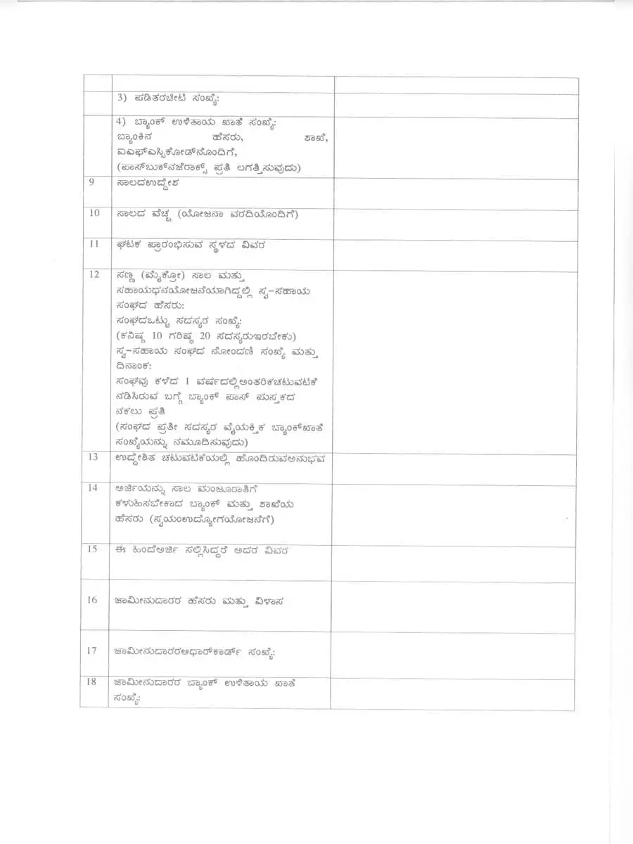 2nd Page of Ganga Kalyana Scheme Application Form Karnataka PDF
