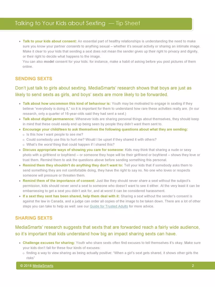 2nd Page of Sexting Tips PDF