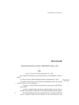 The Banking Regulation (Amendment) Bill, 2020