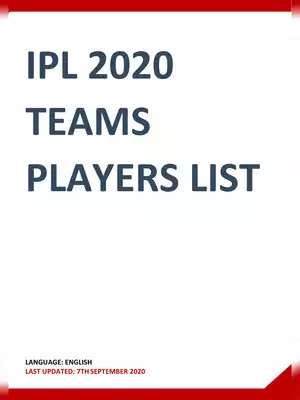 IPL 2020 Players List All Team