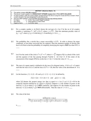 JEE Advanced Question Paper 2 2020
