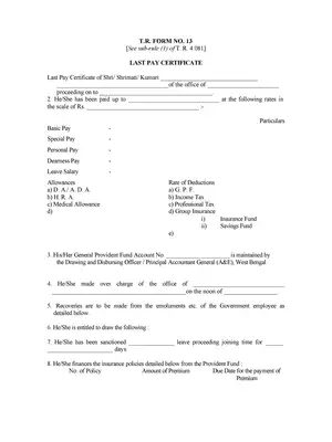 LPC (Last Pay Certificate) Form