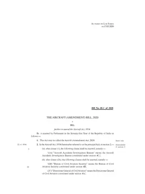 The Aircraft Amendment Bill 2020
