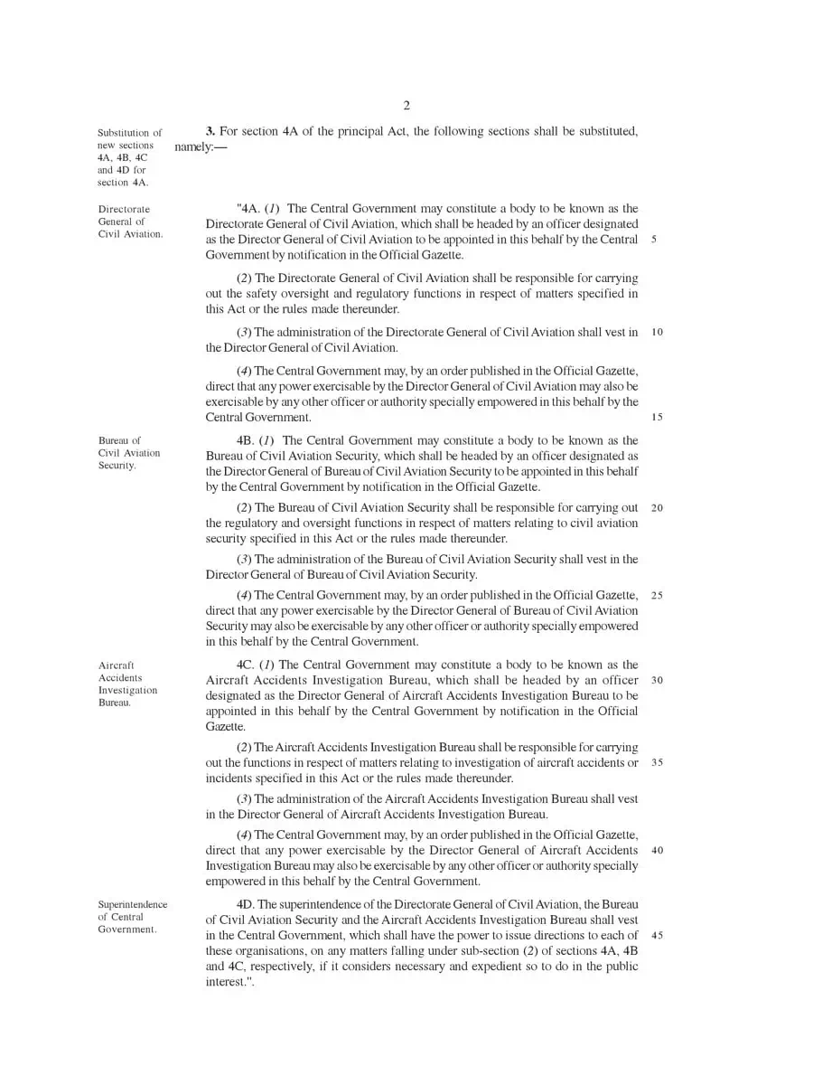 2nd Page of The Aircraft Amendment Bill 2020 PDF