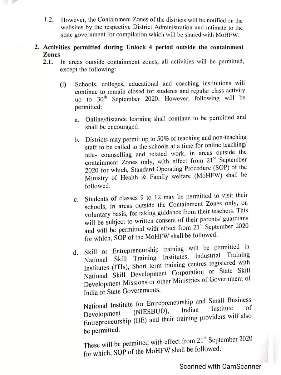 2nd Page of Uttrakhand Unlock 4.0 Guidelines PDF