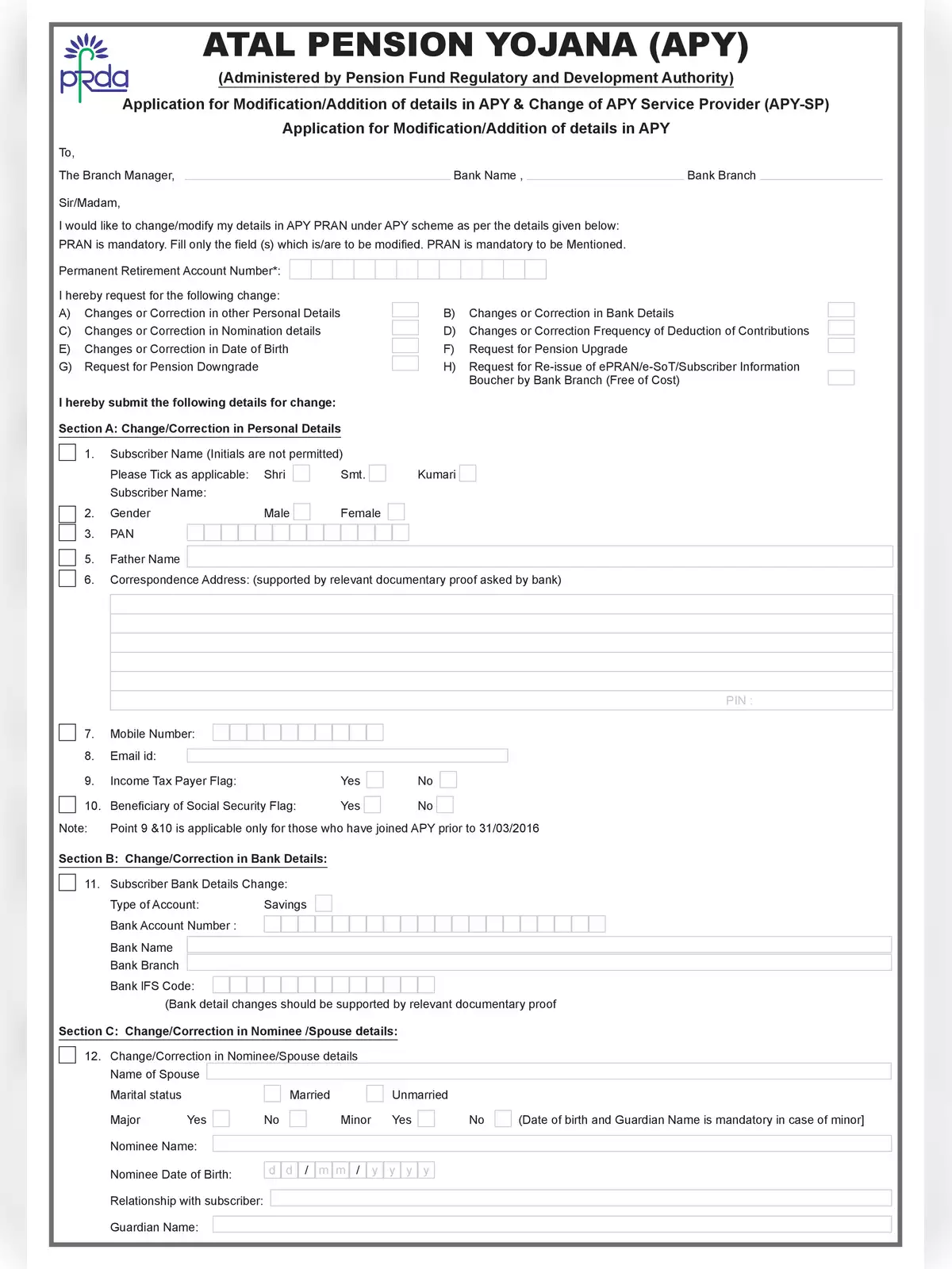 APY Correction/Modification Form
