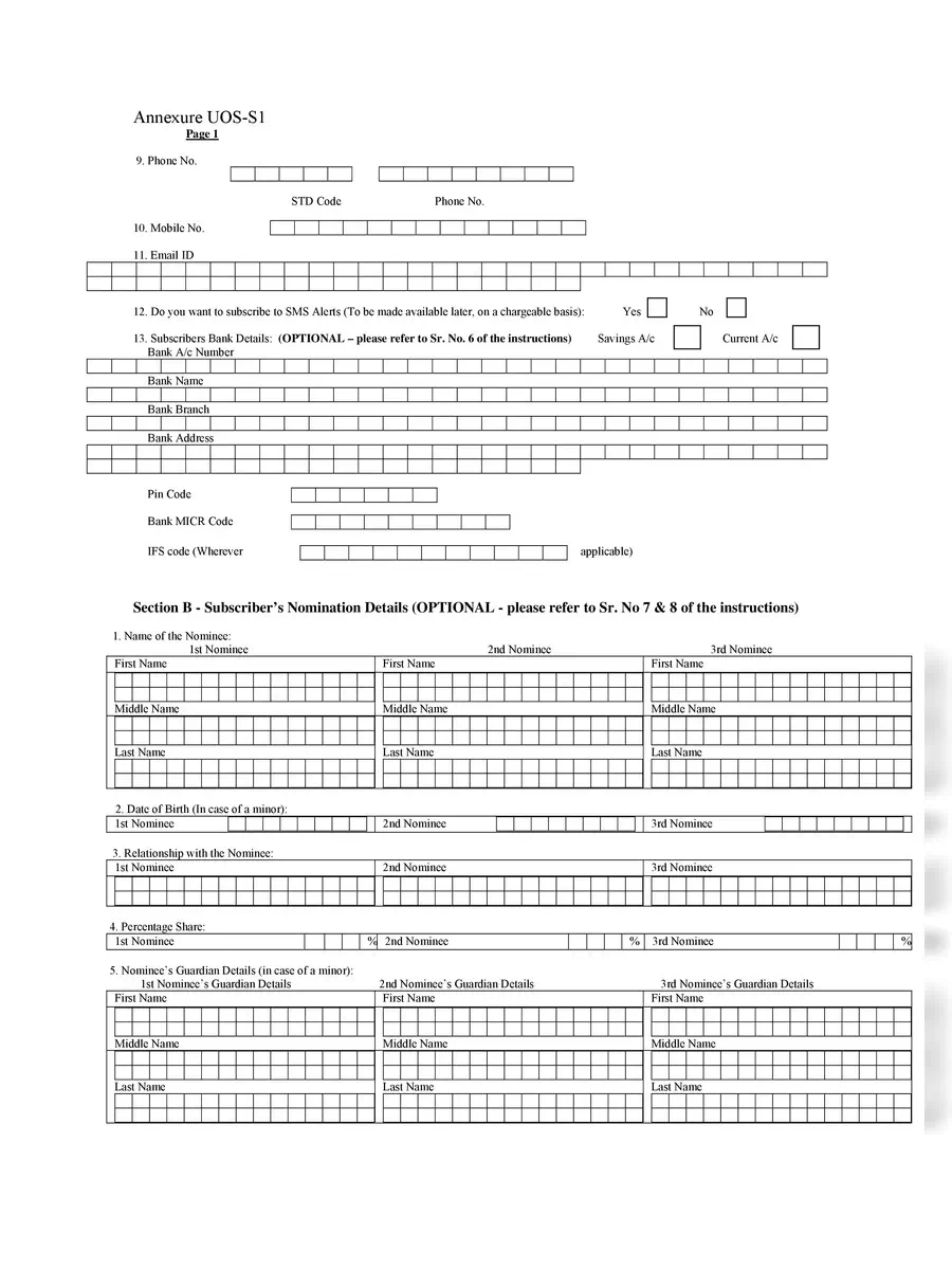 2nd Page of Central Bank of India NPS Form PDF