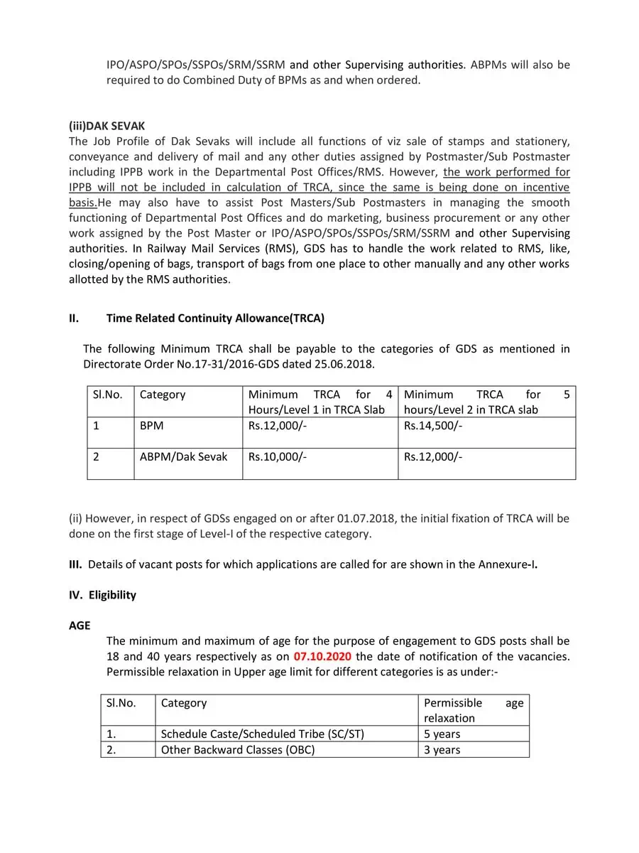 2nd Page of Himachal Pradesh GDS Recruitment Notification 2020 PDF