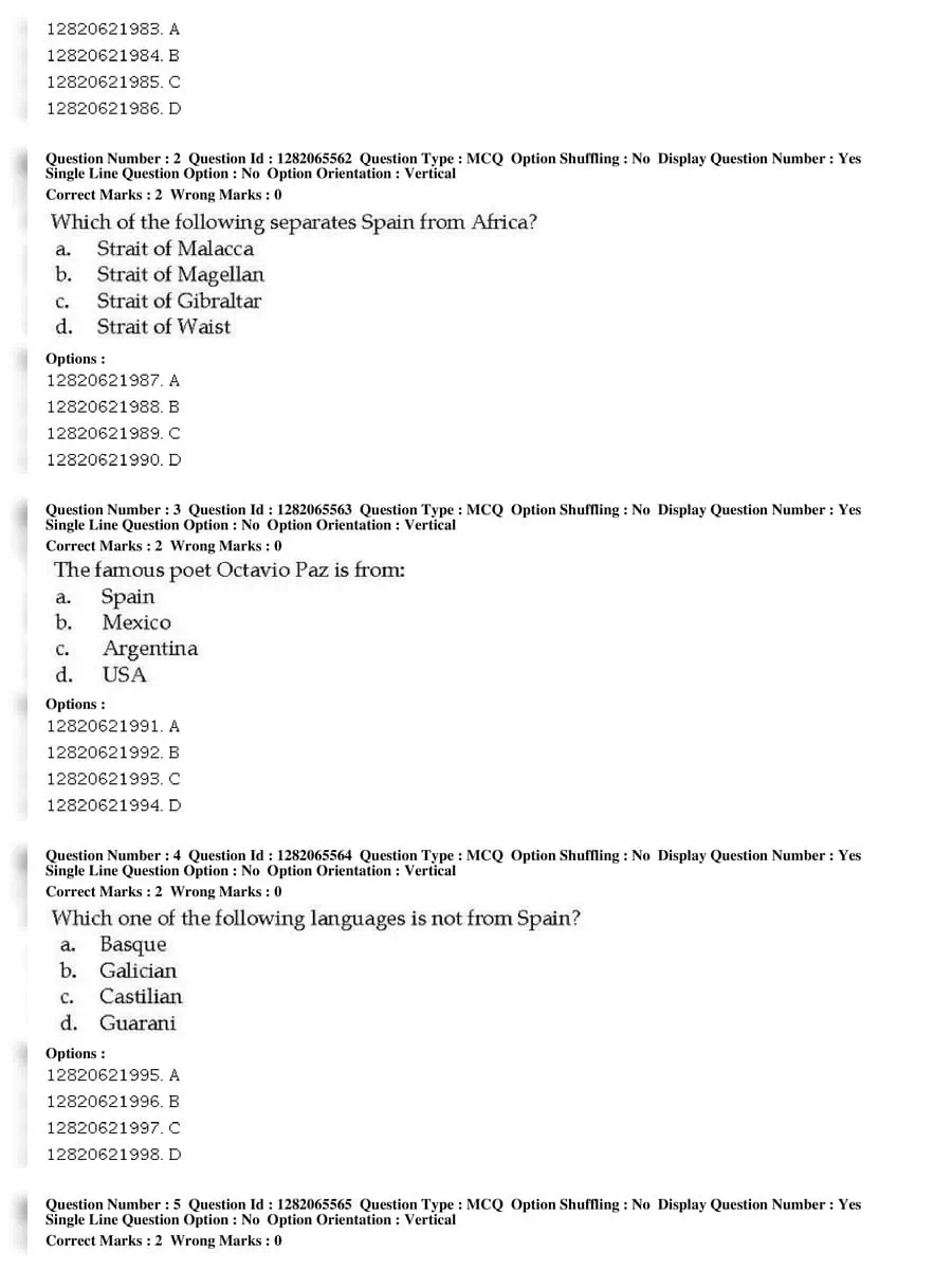 2nd Page of JNU Previous year Question Paper (Shift 1) 2019 PDF