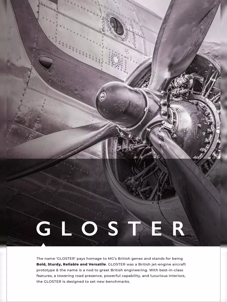 2nd Page of MG Gloster Brochure / Price List PDF
