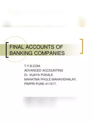 Final Accounts of Banking Companies Schedule