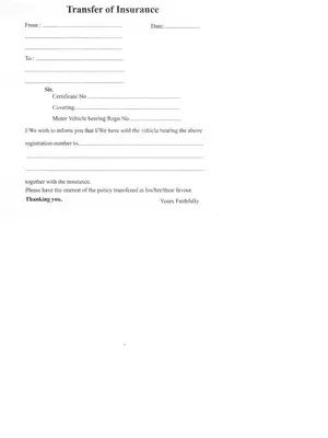 Insurance Transfer Form PDF