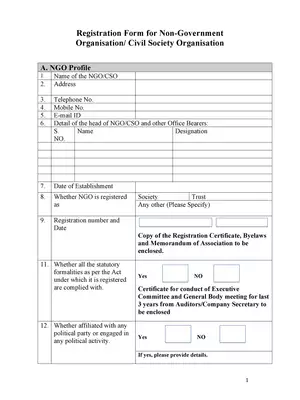 Punjab NGO Registration Form PDF