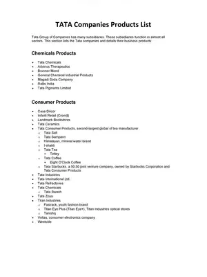 Tata Products List