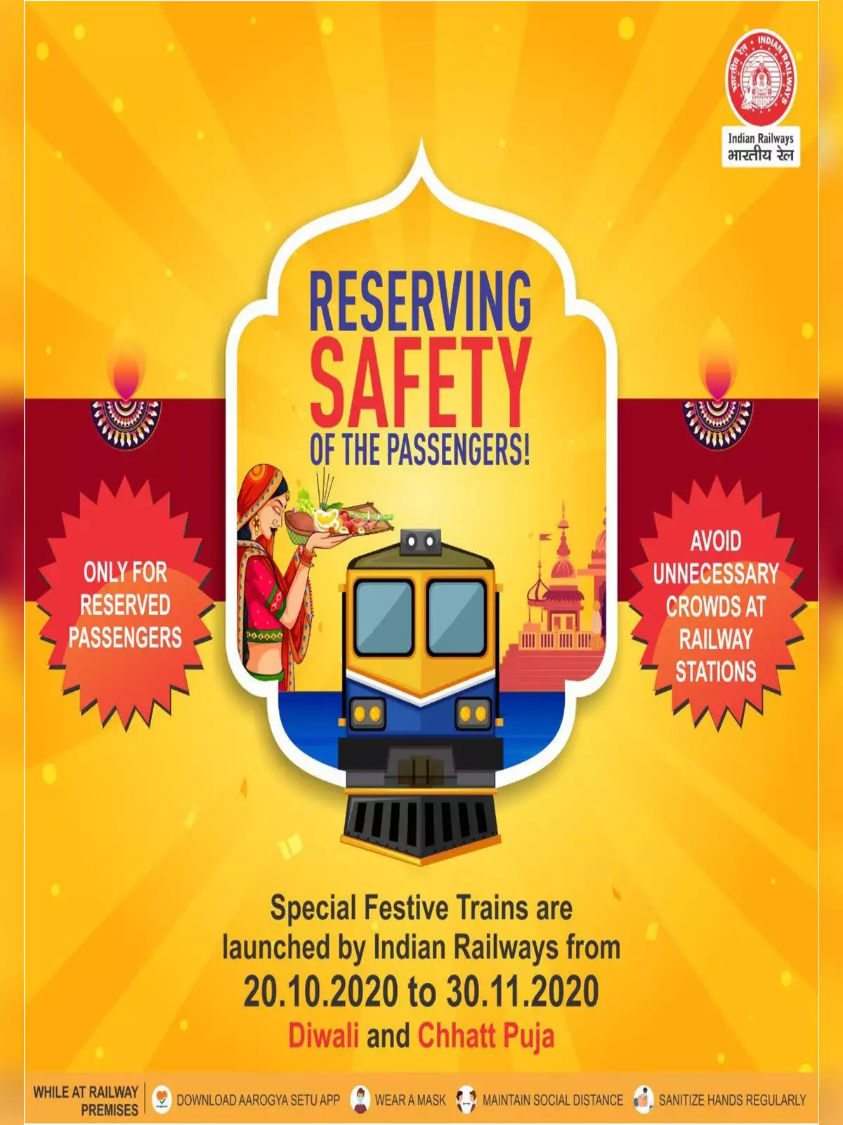 Trains List for Diwali & Chhath Puja 2020