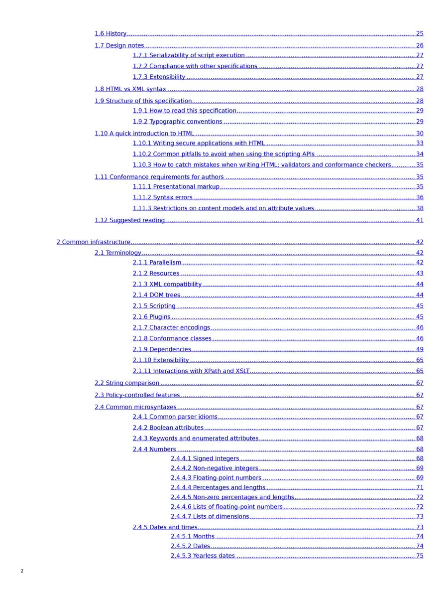 2nd Page of WHATWG HTML Living Standard Book PDF