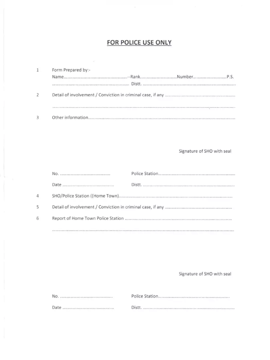 2nd Page of Delhi Police Verification Form For Tenants PDF