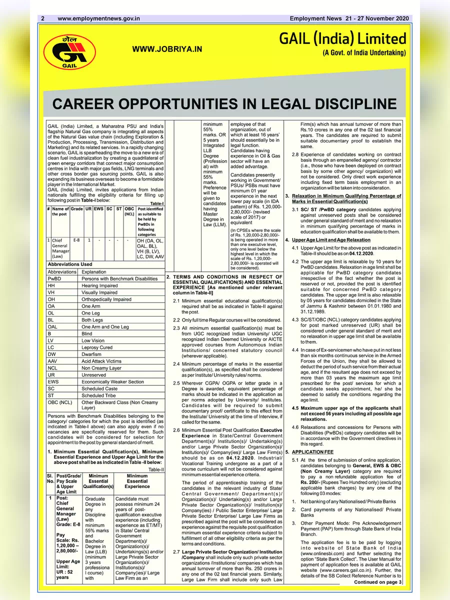 2nd Page of Employment Newspaper Fourth Week of November 2020 PDF