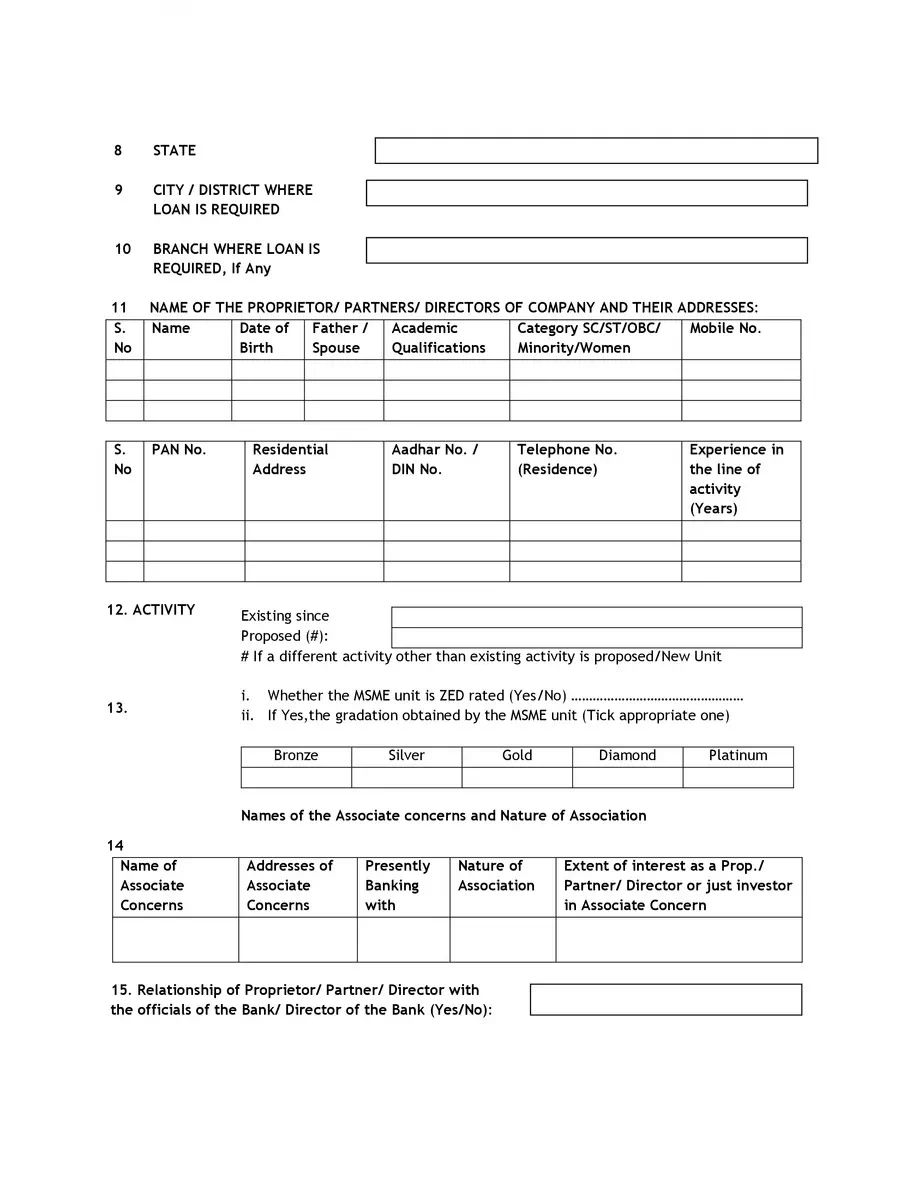 2nd Page of Kerala Co Operative Bank Loan Application Form PDF