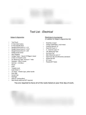 ITI Electrician Tools Name with Images
