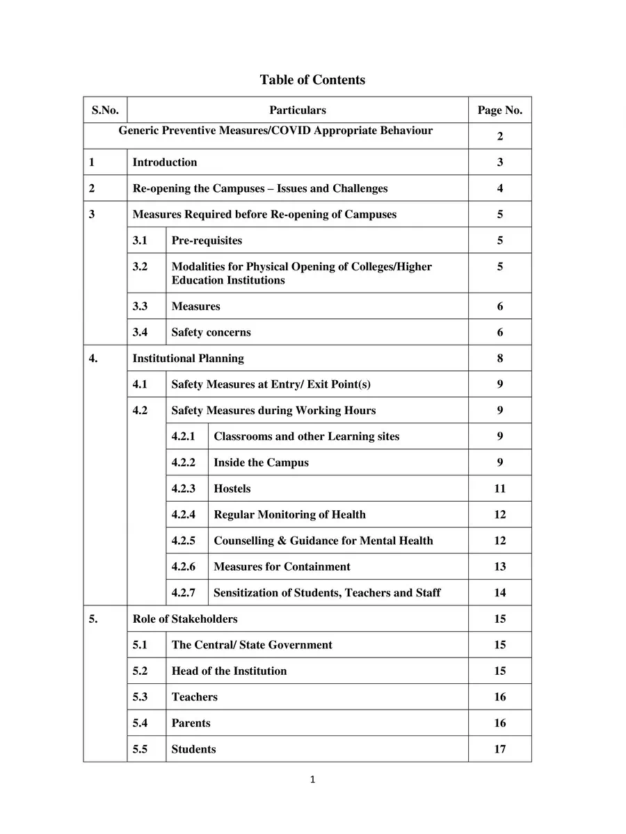 2nd Page of UGC Guidelines for Re-opening of University PDF