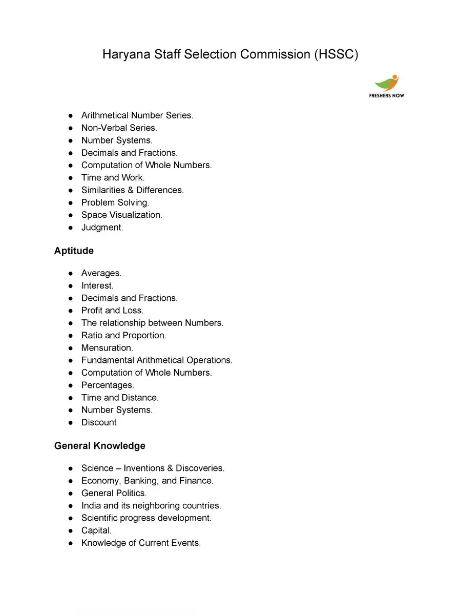 2nd Page of HSSC Patwari Syllabus 2020 PDF