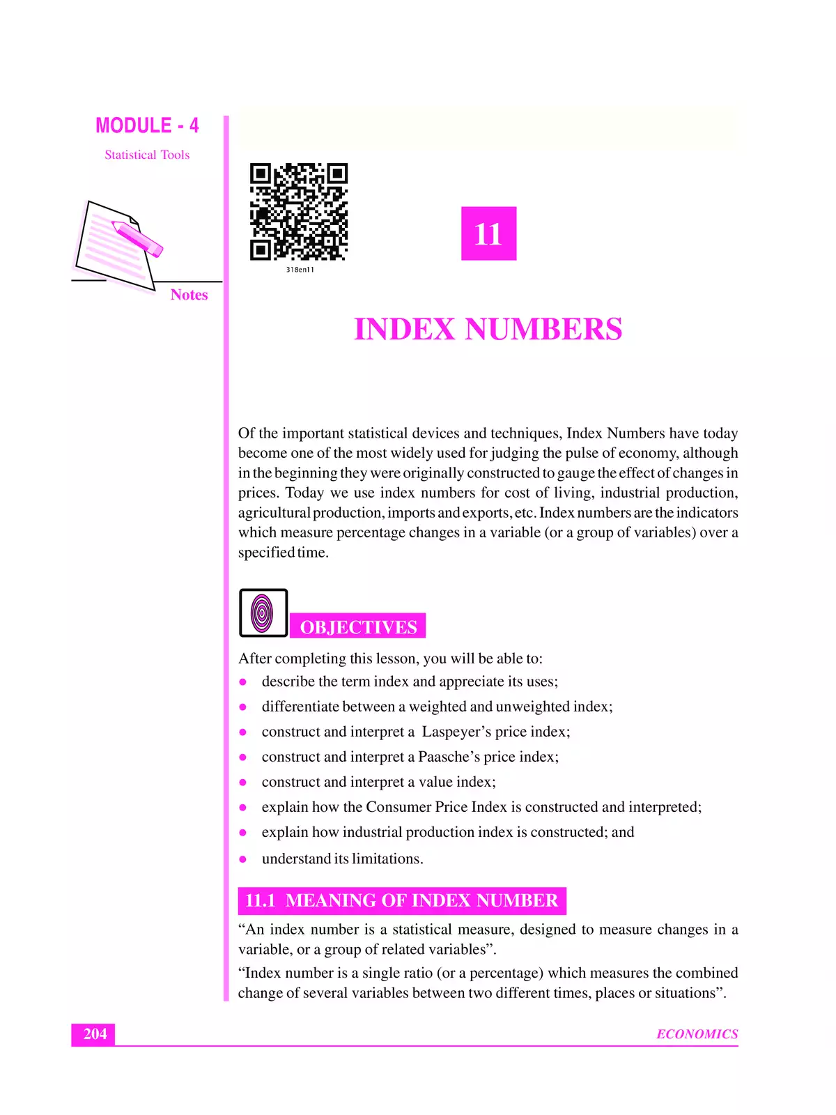 Index Number in Statistics Notes