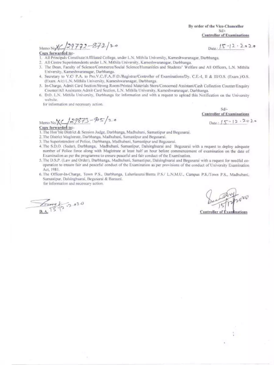 2nd Page of LMMU Part 1 Exam Date 2020 PDF