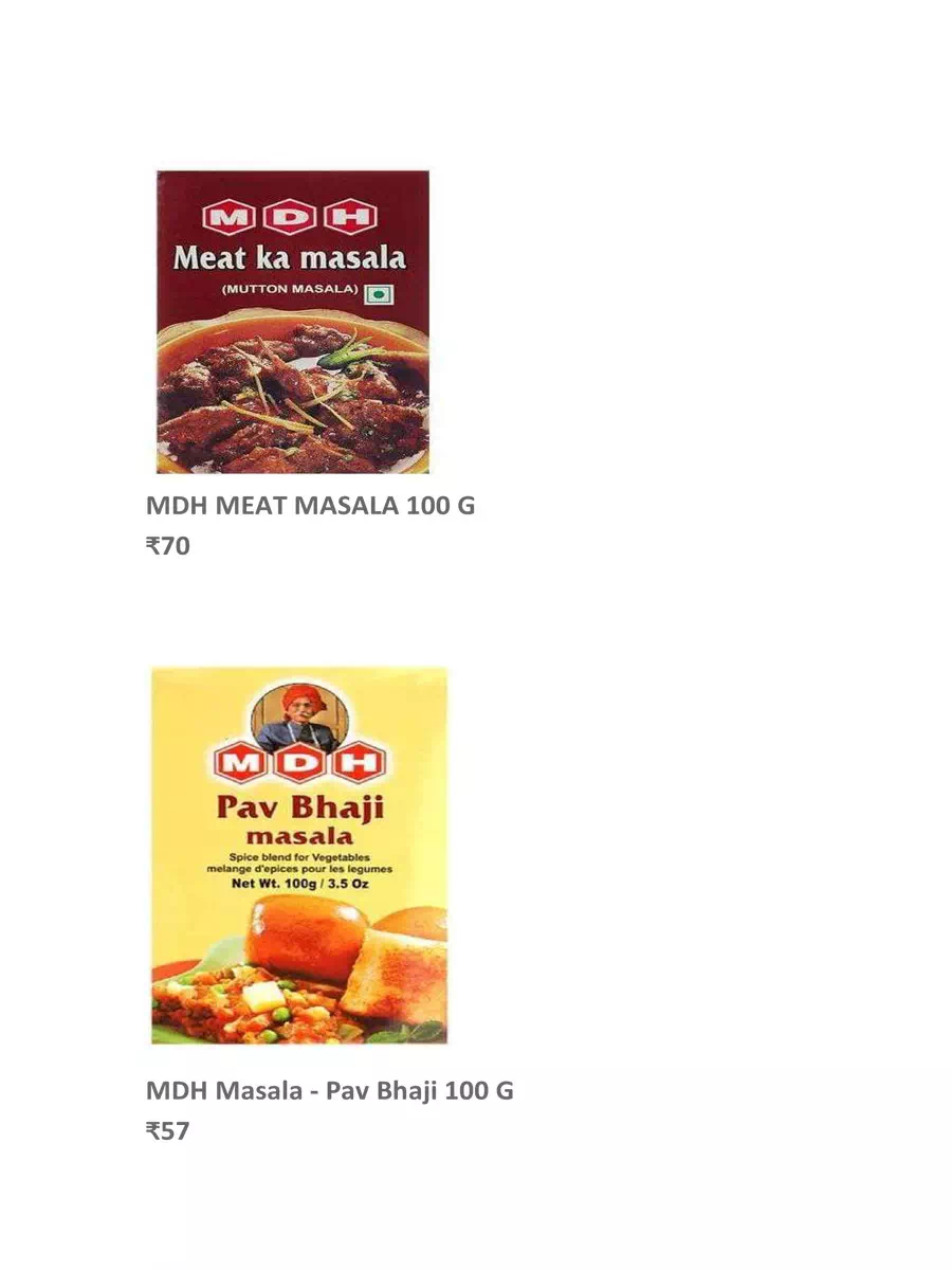 2nd Page of MDH Masala Products Price List 2024 PDF