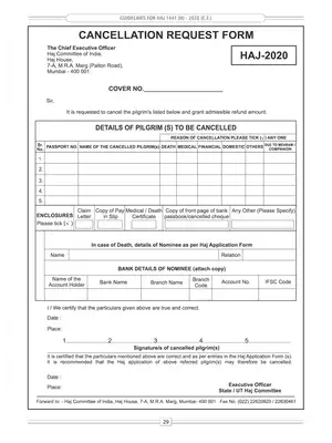 Haj Cancellation Request Form