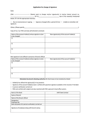 HDFC Bank Signature Verification Form PDF