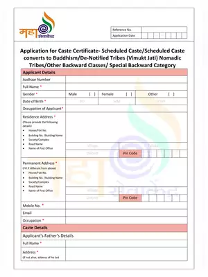 Maharashtra Caste Certificate Form
