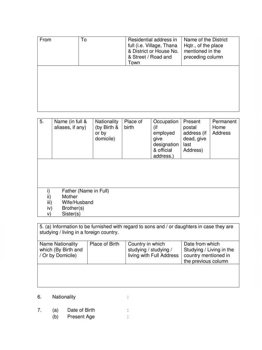 2nd Page of Attestation Form for Constable PDF