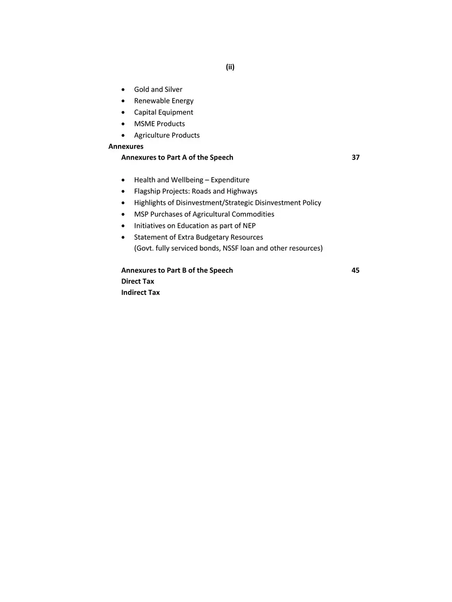 2nd Page of Budget Speech 2021-22 PDF