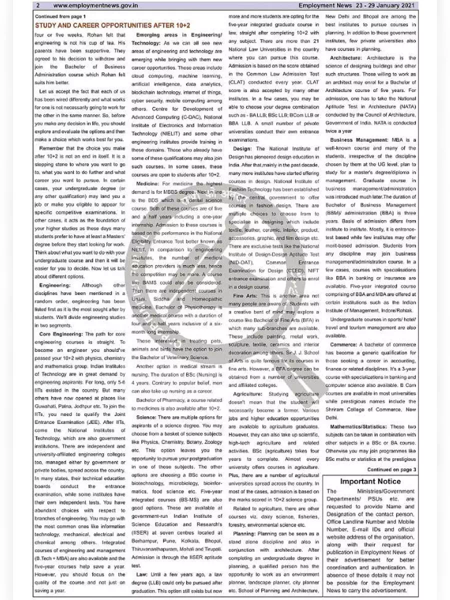 2nd Page of Employment Newspaper Fourth Week of January 2021 PDF