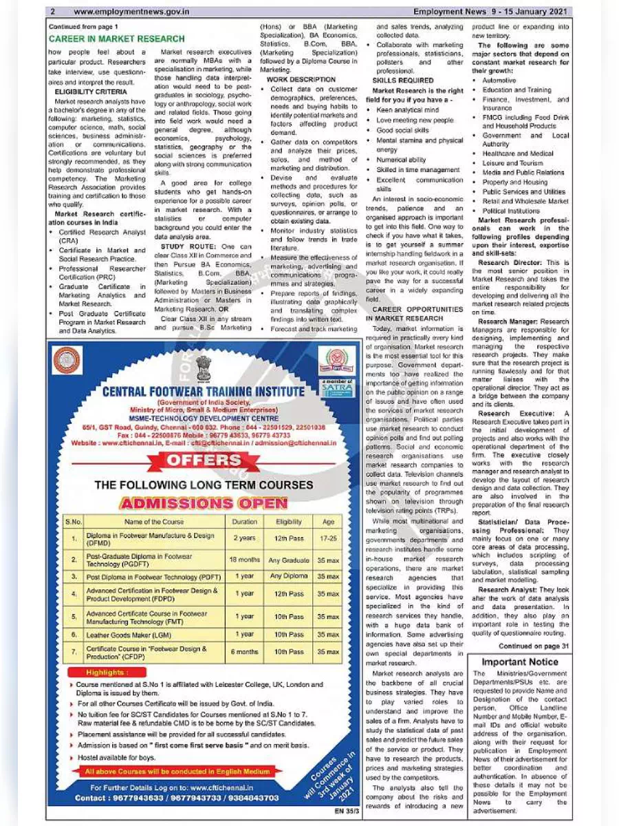 2nd Page of Employment Newspaper Second Week of January 2021 PDF