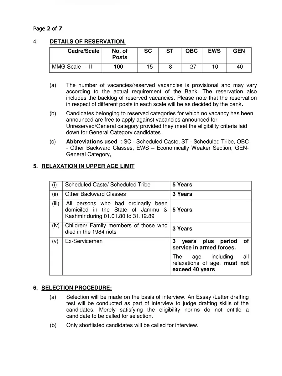 2nd Page of PNB Recruitment Notification 2021 PDF