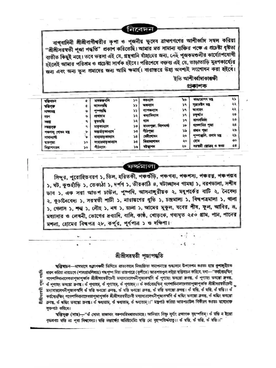2nd Page of সরস্বতী পূজা পদ্ধতি – Saraswati Pooja Paddhati PDF