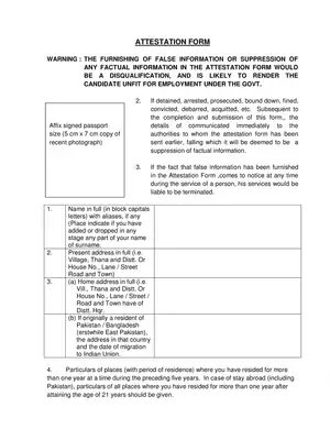 Attestation Form for Constable