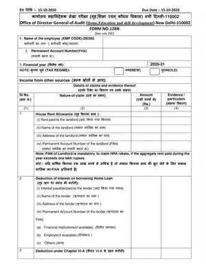 Income Tax Assessment Form 2020-21