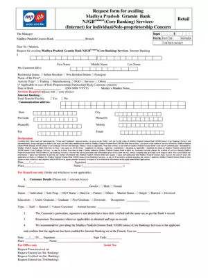 MP Gramin Bank Internet Banking Form PDF