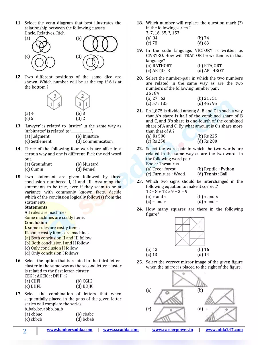 2nd Page of SSC CGL Previous Year Question Paper PDF